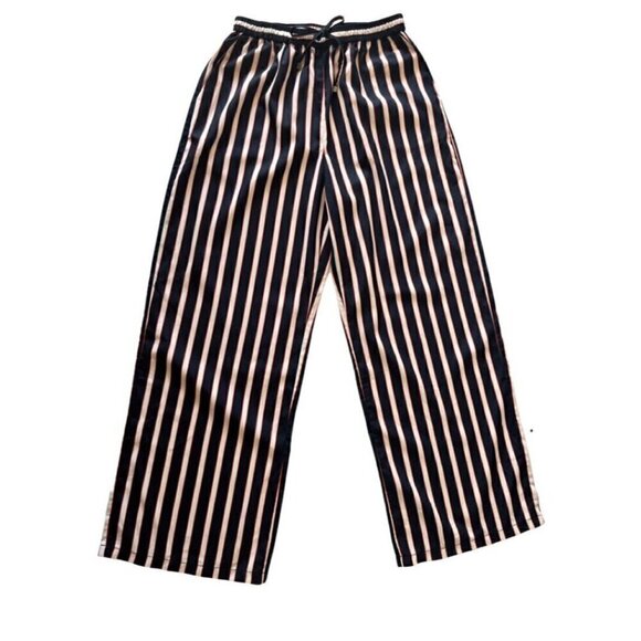 Madisonne Womens Blue Striped Drawstring Wide leg Pants Size S - Picture 9 of 14